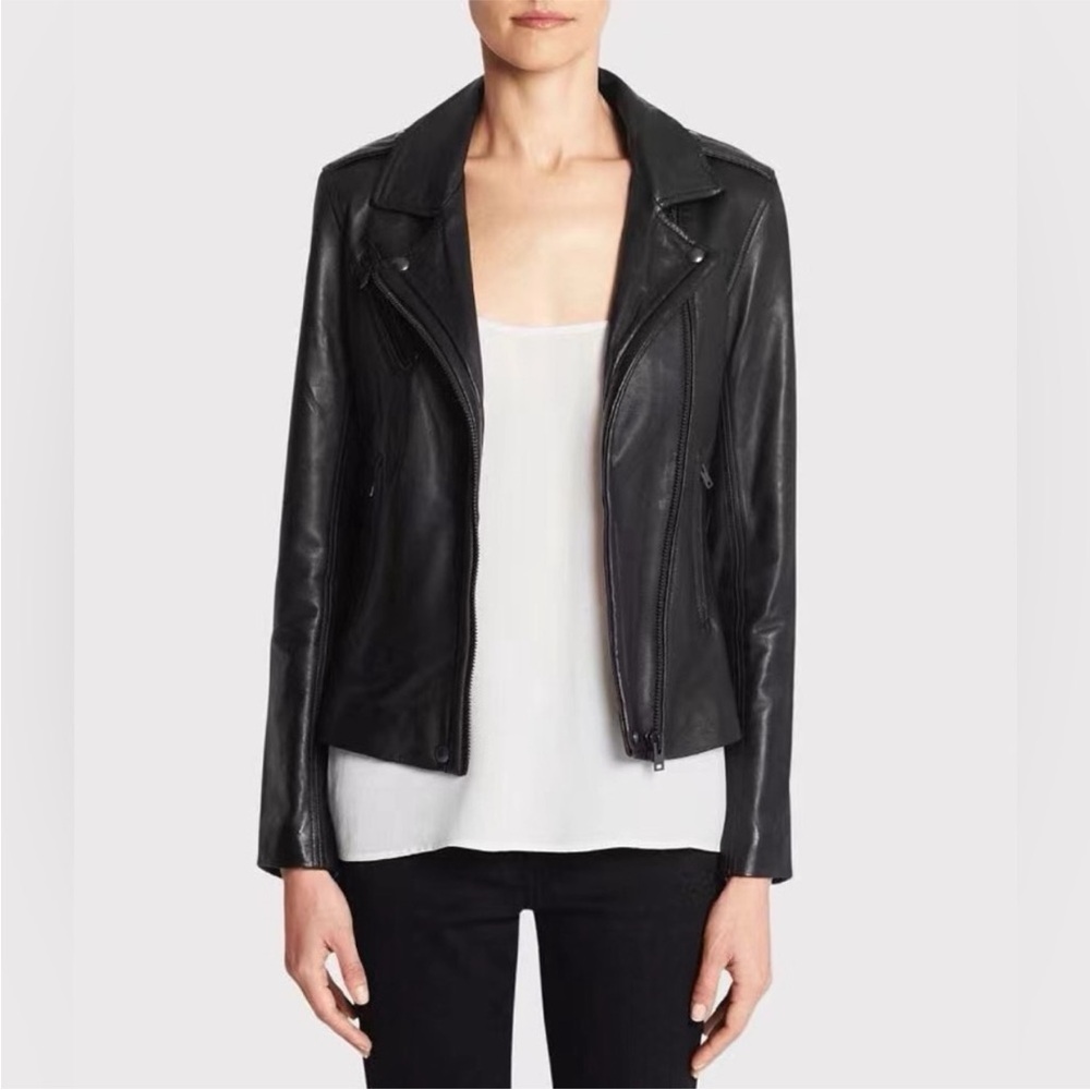 $1,265 Retail New IRO Han Black 100% Leather Jacket